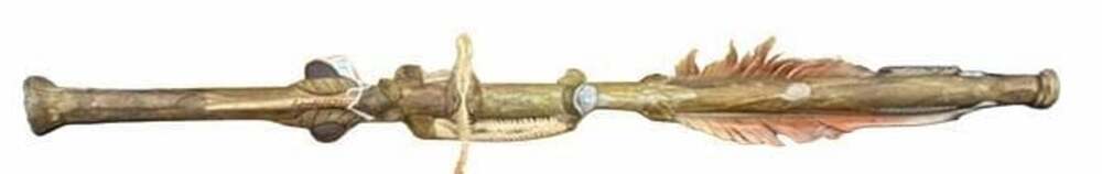 Handmade Wooden Blowgun with Feathers